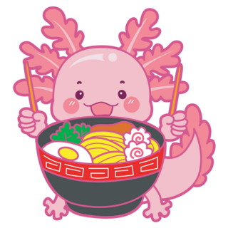 Axolotl Eating Ramen Sticker
