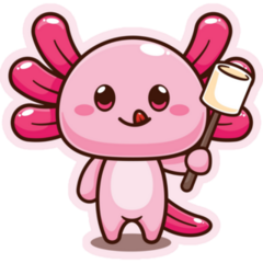 Axolotl Eating Smore Sticker