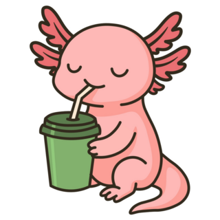 Axolotl Enjoying Drink Sticker