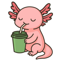 Axolotl Enjoying Drink Sticker