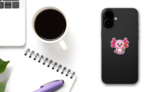 Axolotl Holding Pencil Sticker on a Phone (New) example