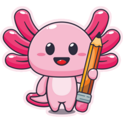 Axolotl Holding Pencil Sticker