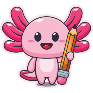 Axolotl Holding Pencil Sticker