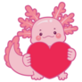 Axolotl Holds Heart Sticker