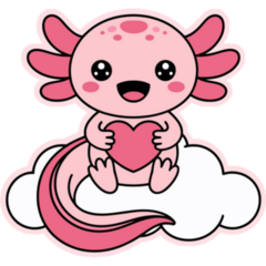 Axolotl Love Cloud Sticker