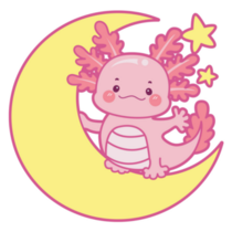 Axolotl On Moon Sticker