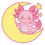 Axolotl On Moon Sticker