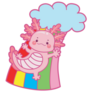 Axolotl On Rainbow Sticker
