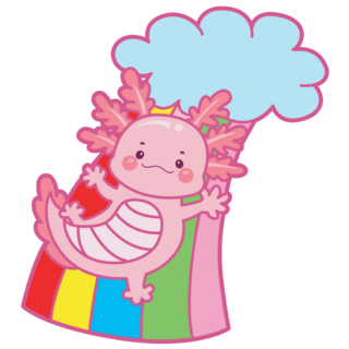 Axolotl On Rainbow Sticker