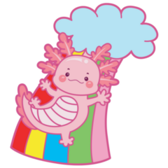 Axolotl On Rainbow Sticker