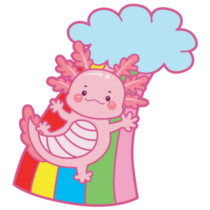 Axolotl On Rainbow Sticker