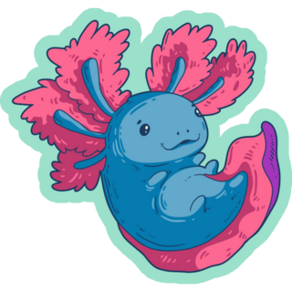 Axolotl On Teal Sticker