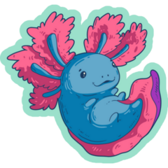 Axolotl On Teal Sticker