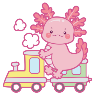 Axolotl On Train Sticker