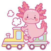Axolotl On Train Sticker
