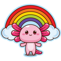 Axolotl Rainbow Cartoon Sticker