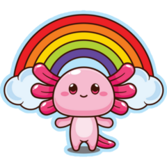 Axolotl Rainbow Cartoon Sticker