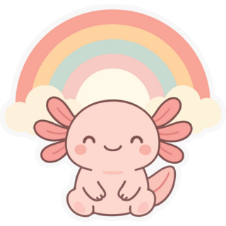 Axolotl Under Rainbow Sticker