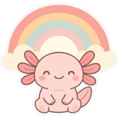 Axolotl Under Rainbow Sticker