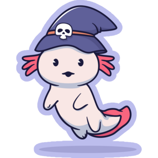 Axolotl Witch Hat Sticker