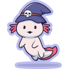 Axolotl Witch Hat Sticker