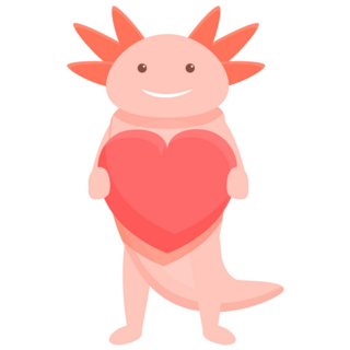 Axolotl With Heart Sticker