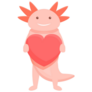 Axolotl With Heart Sticker