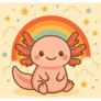 Axolotl Yellow Rainbow Sticker