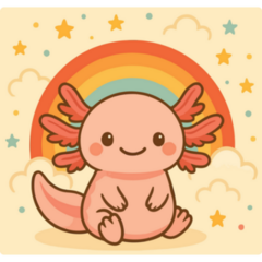 Axolotl Yellow Rainbow Sticker