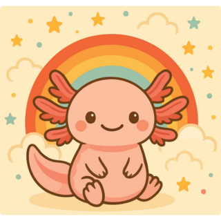Axolotl Yellow Rainbow Sticker