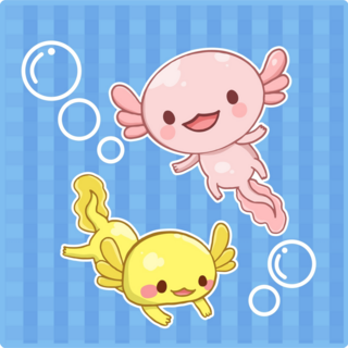Axolotls Chase Bubbles Sticker 