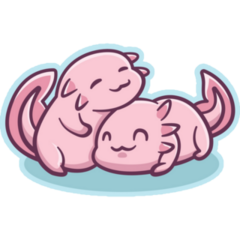 Axolotls Snuggling Sticker 