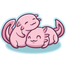 Axolotls Snuggling Sticker 