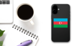 Azerbaijan Flag Sticker on a Phone (New) example