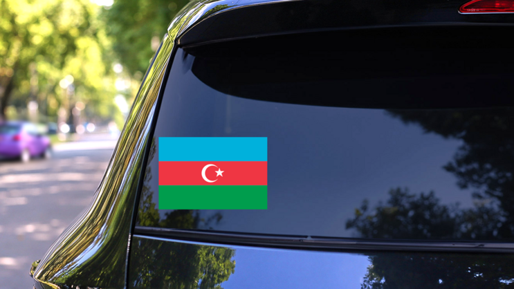 Azerbaijan Flag Sticker on a Rear Car Window (New) example
