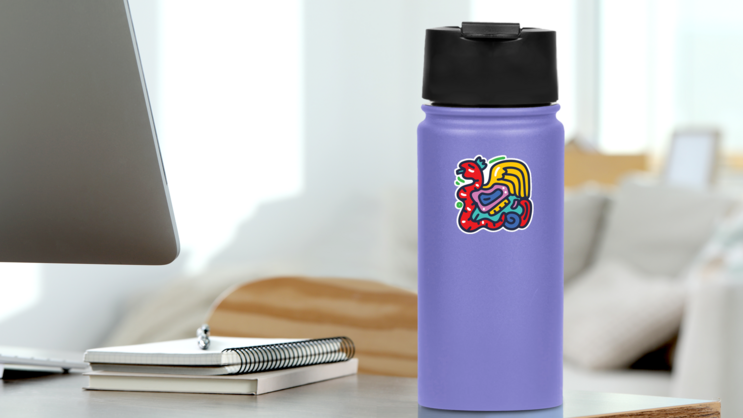 Aztec Mayan Sticker on a Water Bottle (New) example