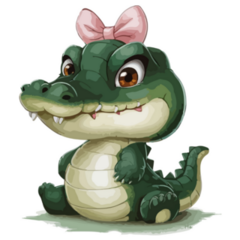 Baby Alligator With Bow Sticker