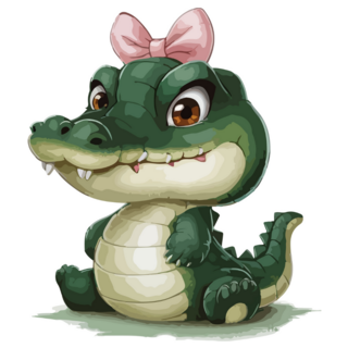 Baby Alligator With Bow Sticker