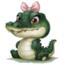 Baby Alligator With Bow Sticker