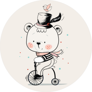 Baby Bear Ridding On A Bicycle Sticker