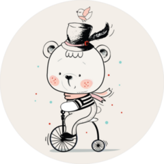 Baby Bear Ridding On A Bicycle Sticker
