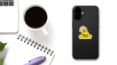 Baby Boy On Board Sticker on a Phone (New) example
