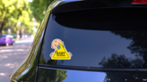 Baby Boy On Board Sticker on a Rear Car Window (New) example