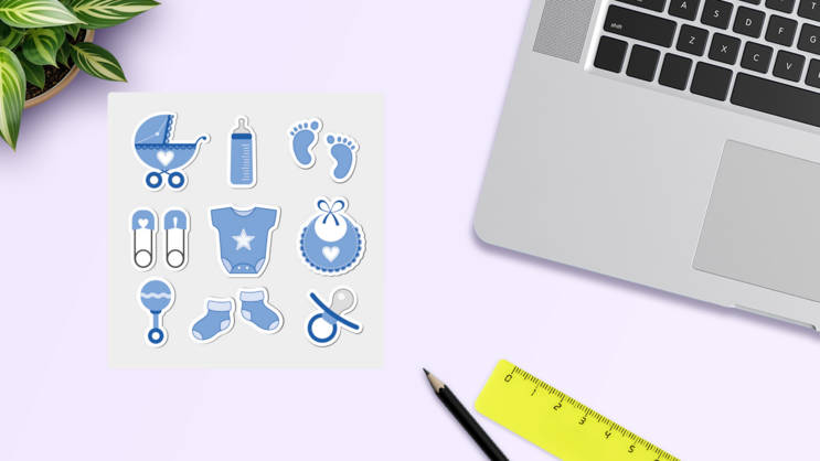Baby Boy Sticker Sheet on a Desk (New) example