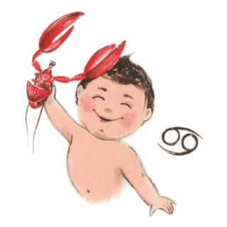 Baby Cancer Zodiac Sign Illustration Sticker