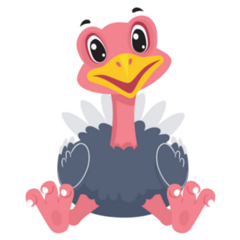 Baby Cartoon Ostrich Sticker