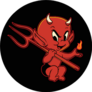 Baby Devil Cartoon Holding Fire Sticker