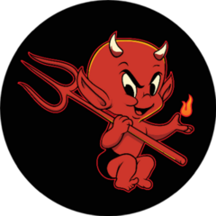 Baby Devil Cartoon Holding Fire Sticker