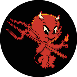 Baby Devil Cartoon Holding Fire Sticker