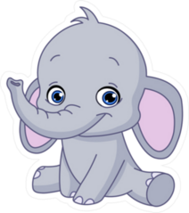 Baby Elephant Cartoon Sticker